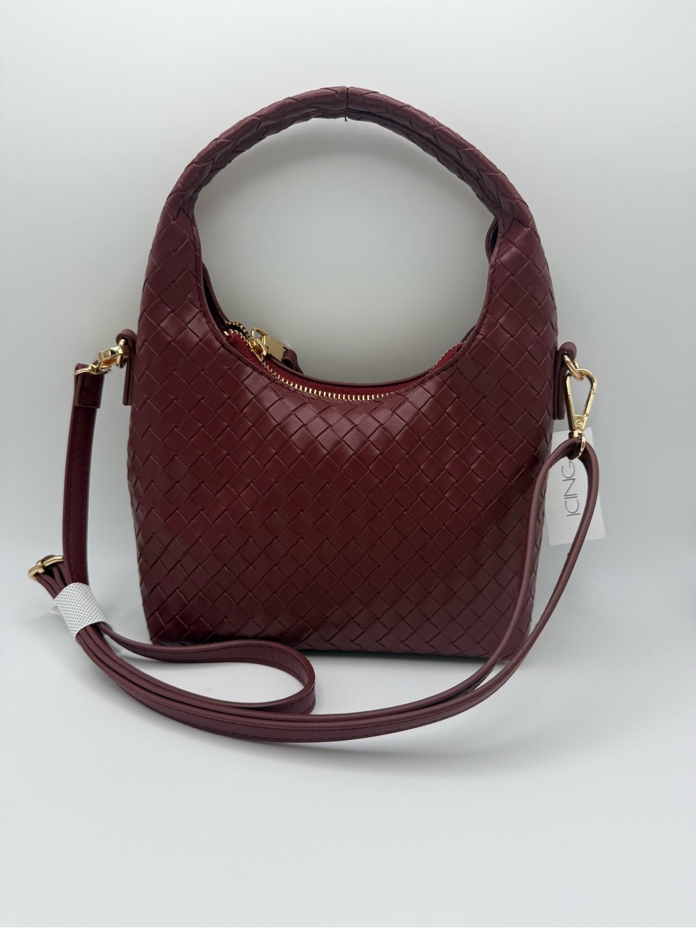 Icing Burgundy Woven Hobo Shoulder Bag